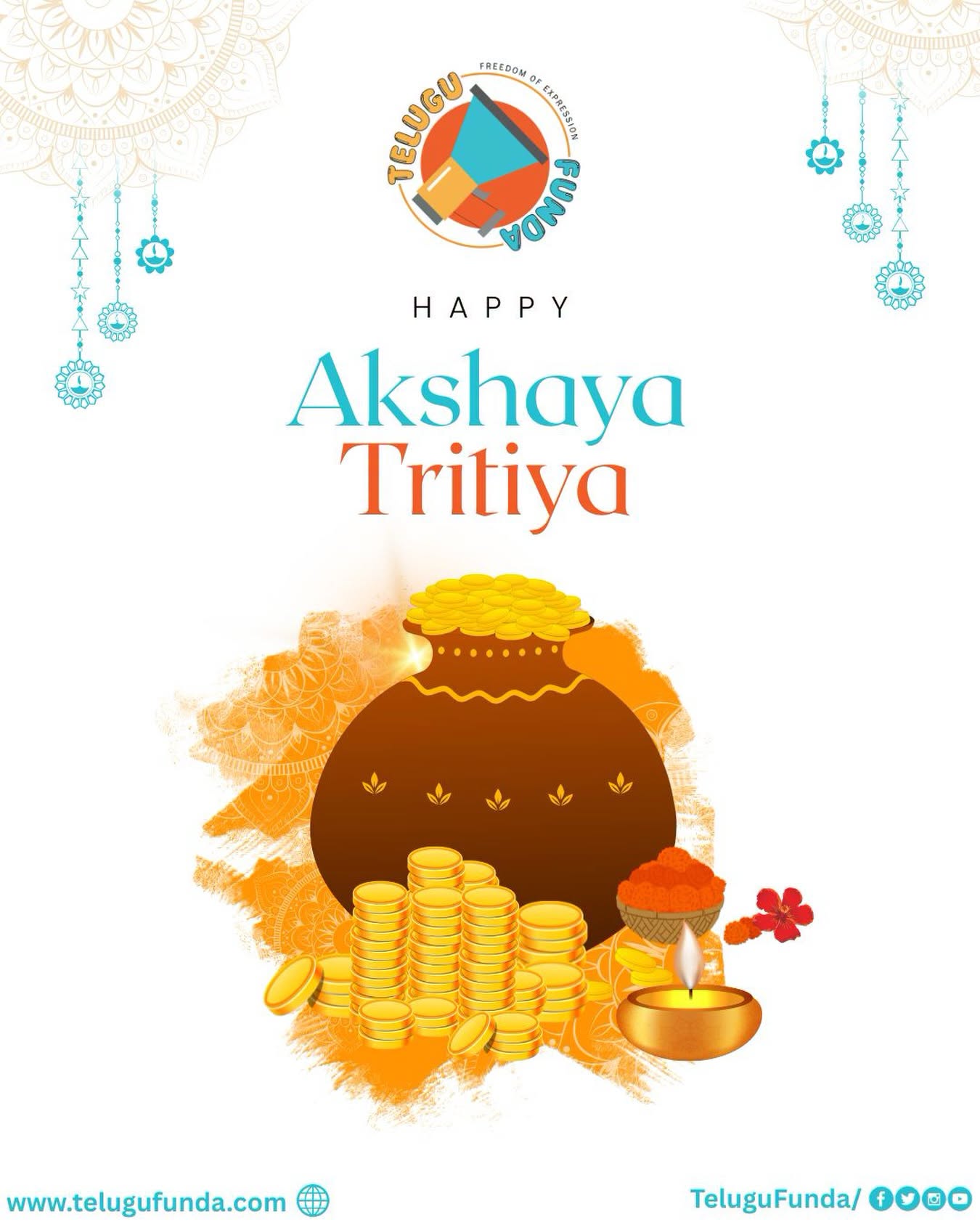 ✨ Happy Akshaya Tritiya ✨

May this auspicious day bring endless prosperity, success, and happiness into your life. 🌼
May your wealth, health, and joy grow akshaya (never-ending) always.
Wishing you and your family a day filled with positivity, blessings, and new beginnings. 💛

#happyakshayatritiya #akshayatritiya #telugufunda