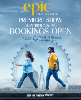 🎬✨ The wait is almost over!

EPIC – First Semester is all set for its Premiere Show on September 10th at 7:02 PM! 🔥
Bookings are officially OPEN! 🎟️🍿

Experience the magic on the big screen at Mythri Theatres, Vimal 70 MM, Balanagar with 64 Channel Dolby Atmos. 🔊✨

🎟️ Book your tickets now on District by Zomato!

#vijaydeverakonda #epic #rashmika #viral #trend
